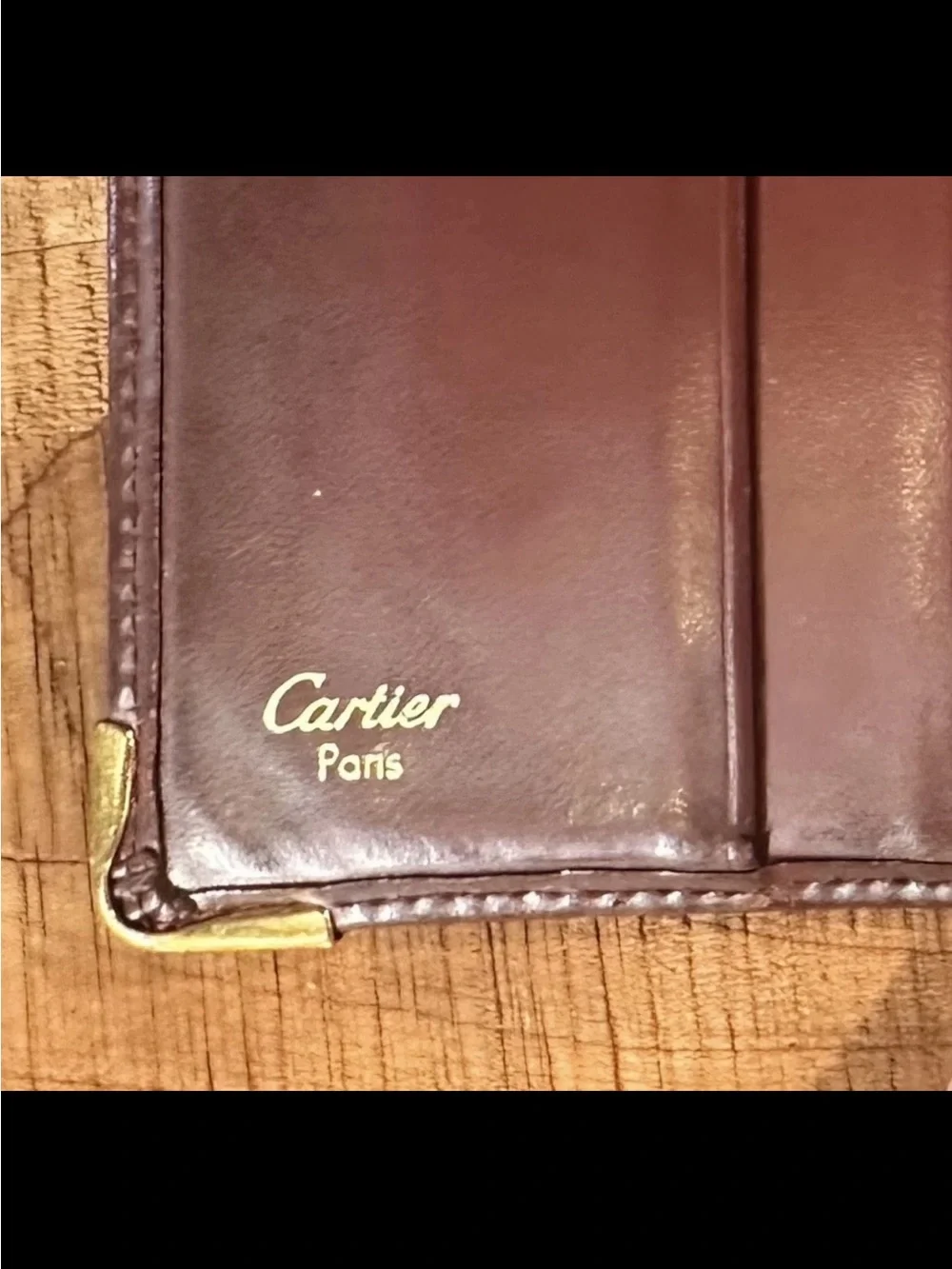Vintage Cartier Must De Cartier Leather Bifold Wallet Coin Pocket Burgundy
